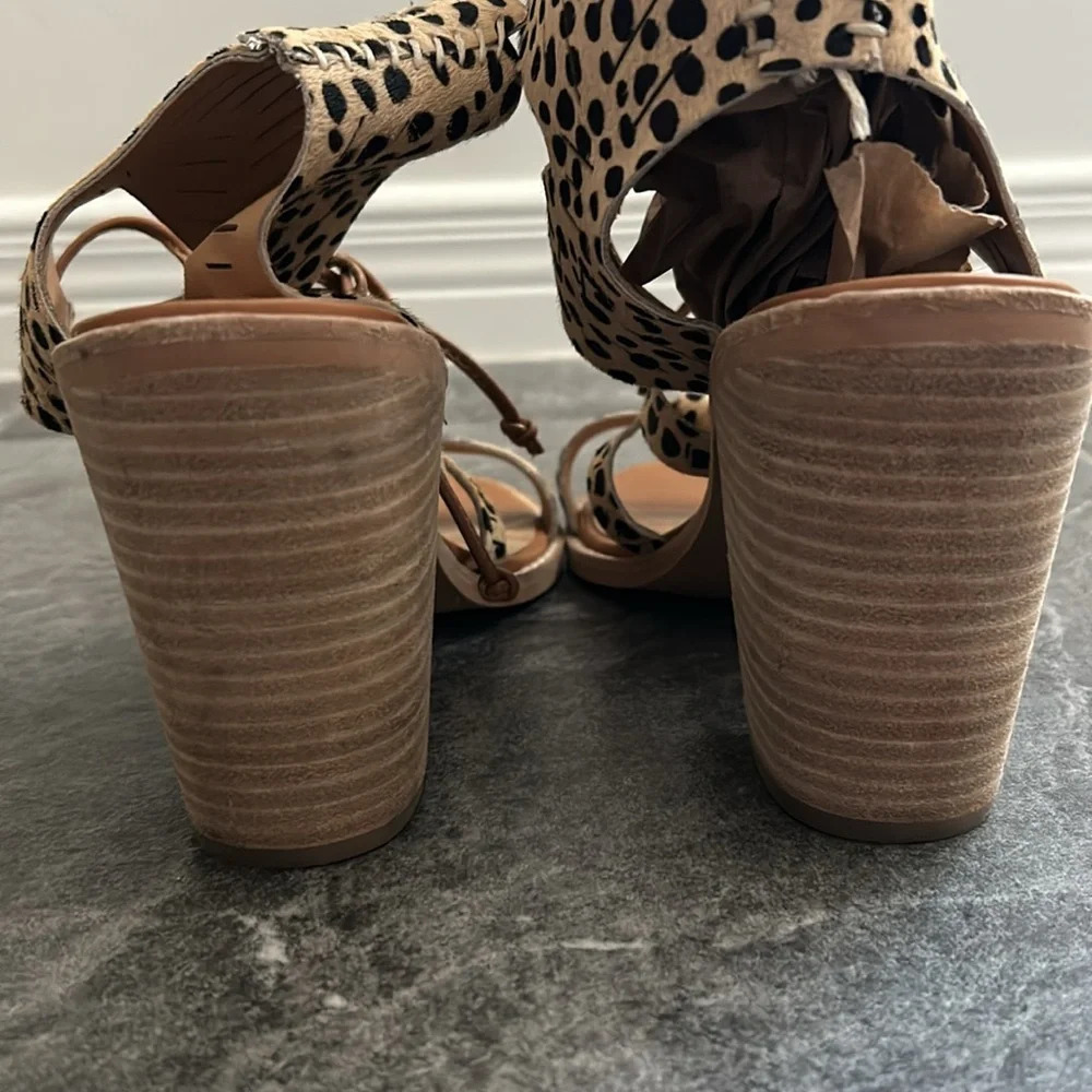 Dolce Vita Luci Leopard Print Calf Hair Block Heels Size 8.5 Boho Resortwear - Picture 14 of 14